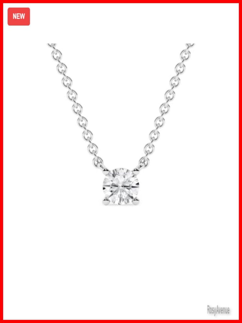 1/4 Carat Lab Grown Diamond Solitaire Pendant Necklace 10K White Gold
